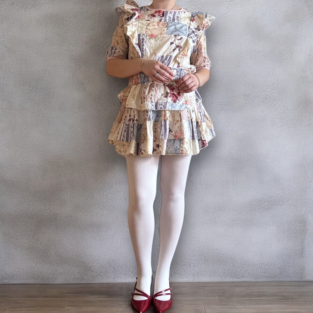 Loveshackfancy Natasha Patchwork Mini Dress Ruffle - image 5